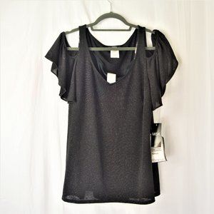 MSK Women's V-Neck Dress Top Blouse Black Size L